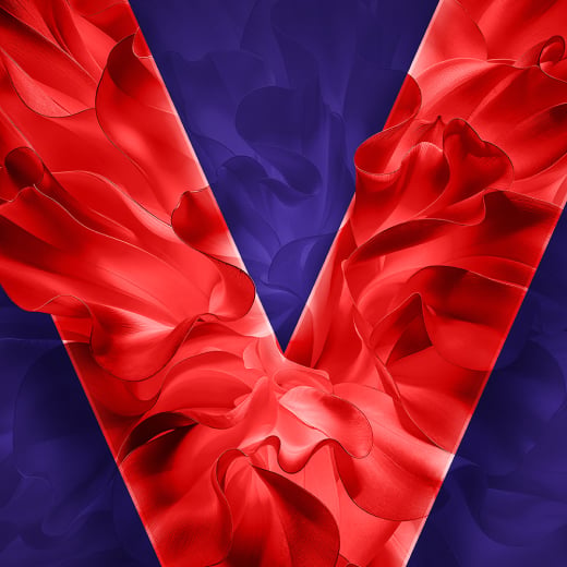 VEEV  NOW ULTRA crveni V VEEV logotip na ljubičastoj pozadini.